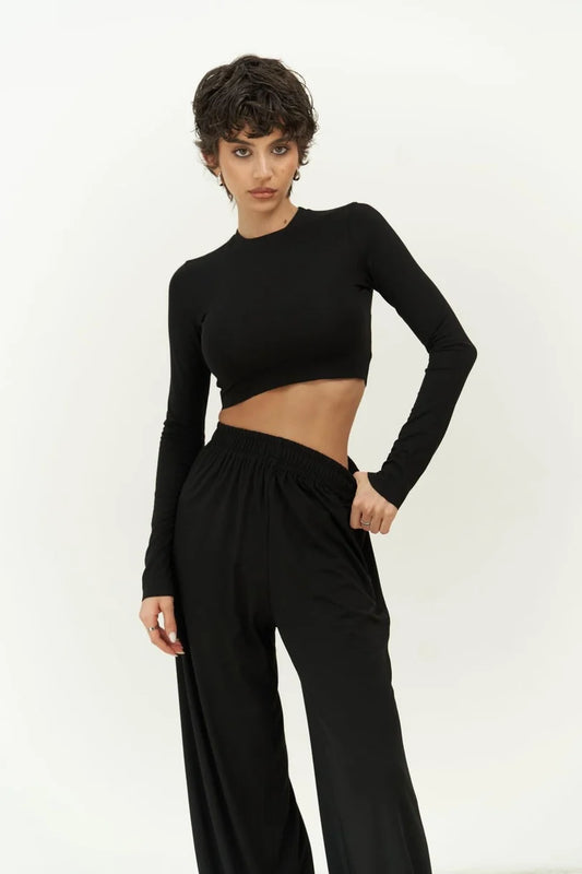 Set - Crop Top & Hose | schwarz