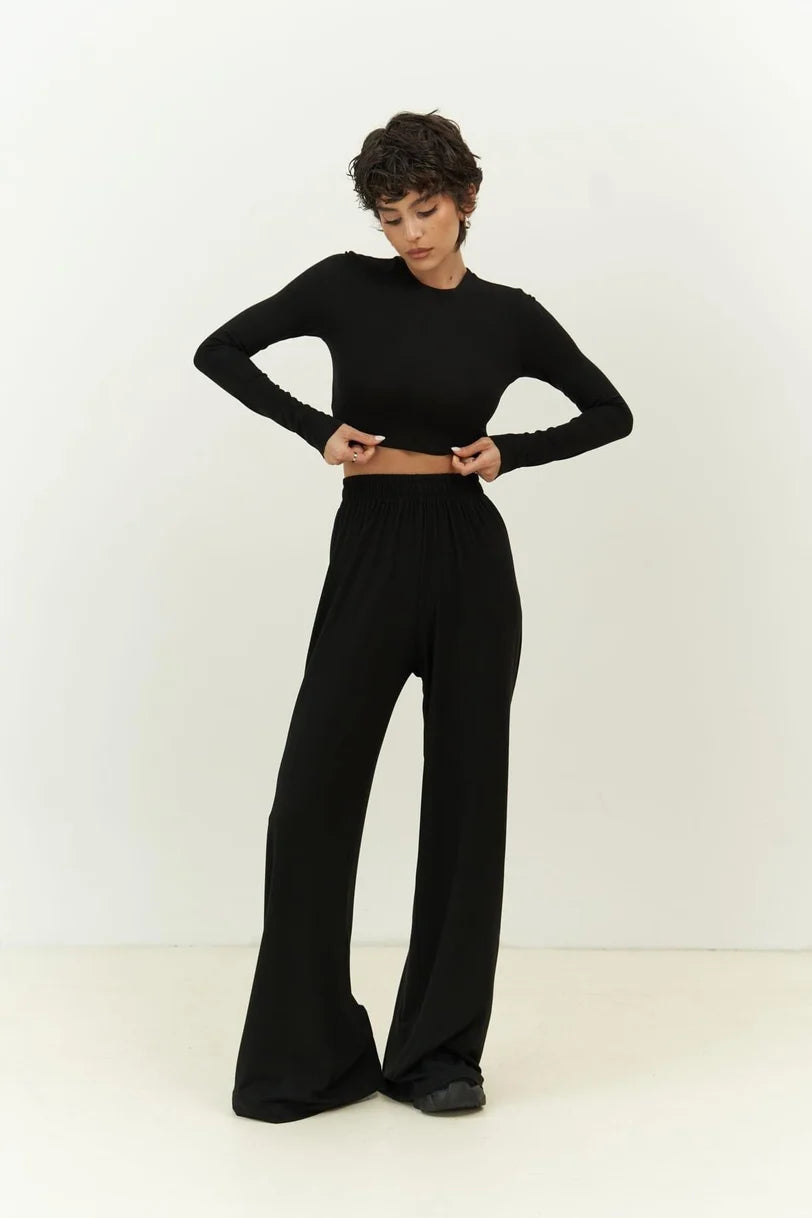 Set - Crop Top & Hose | schwarz