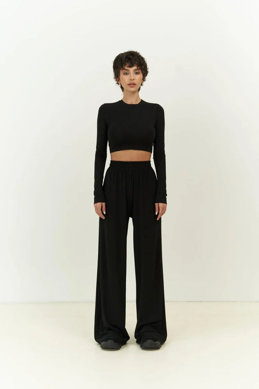 Set - Crop Top & Hose | schwarz