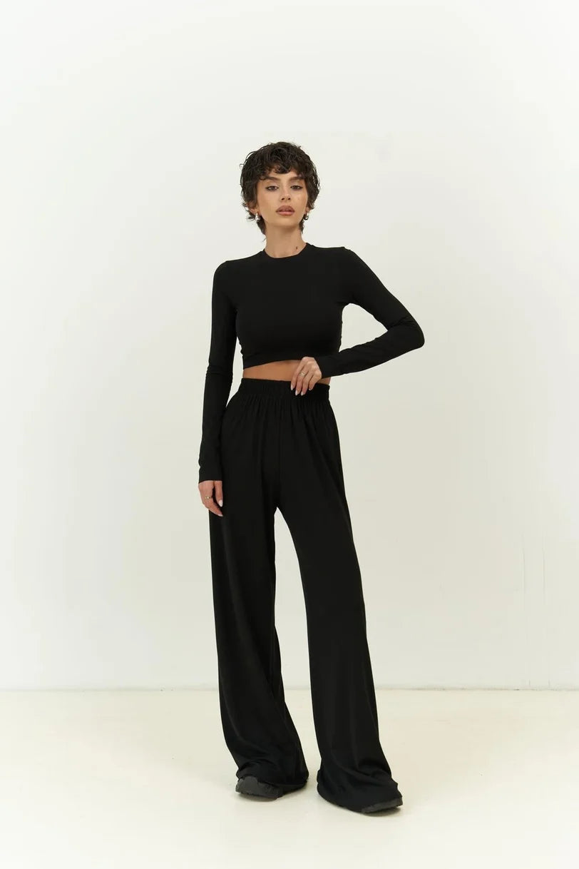 Set - Crop Top & Hose | schwarz