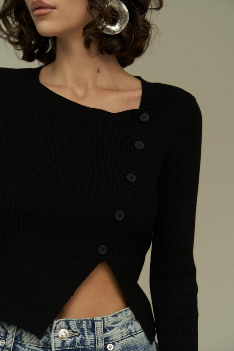 Crop-Stricktop | schwarz