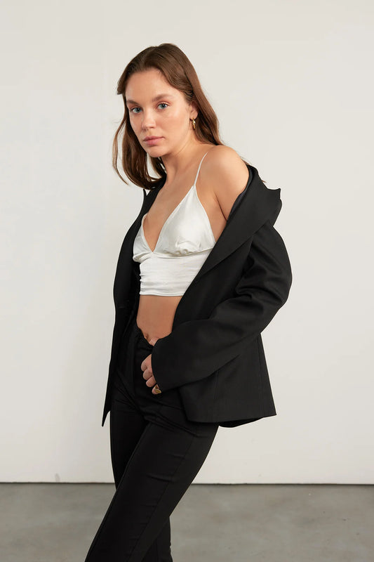 Satin Crop Top - ecru