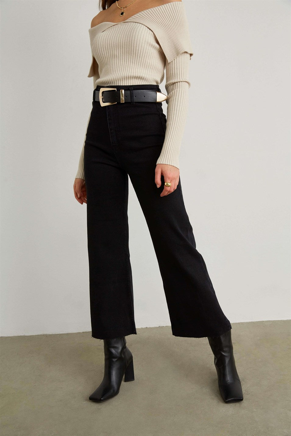 Wide Leg Jeans - Anthrazit