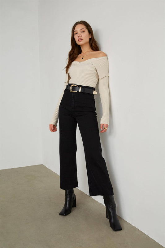 Wide Leg Jeans - Anthrazit