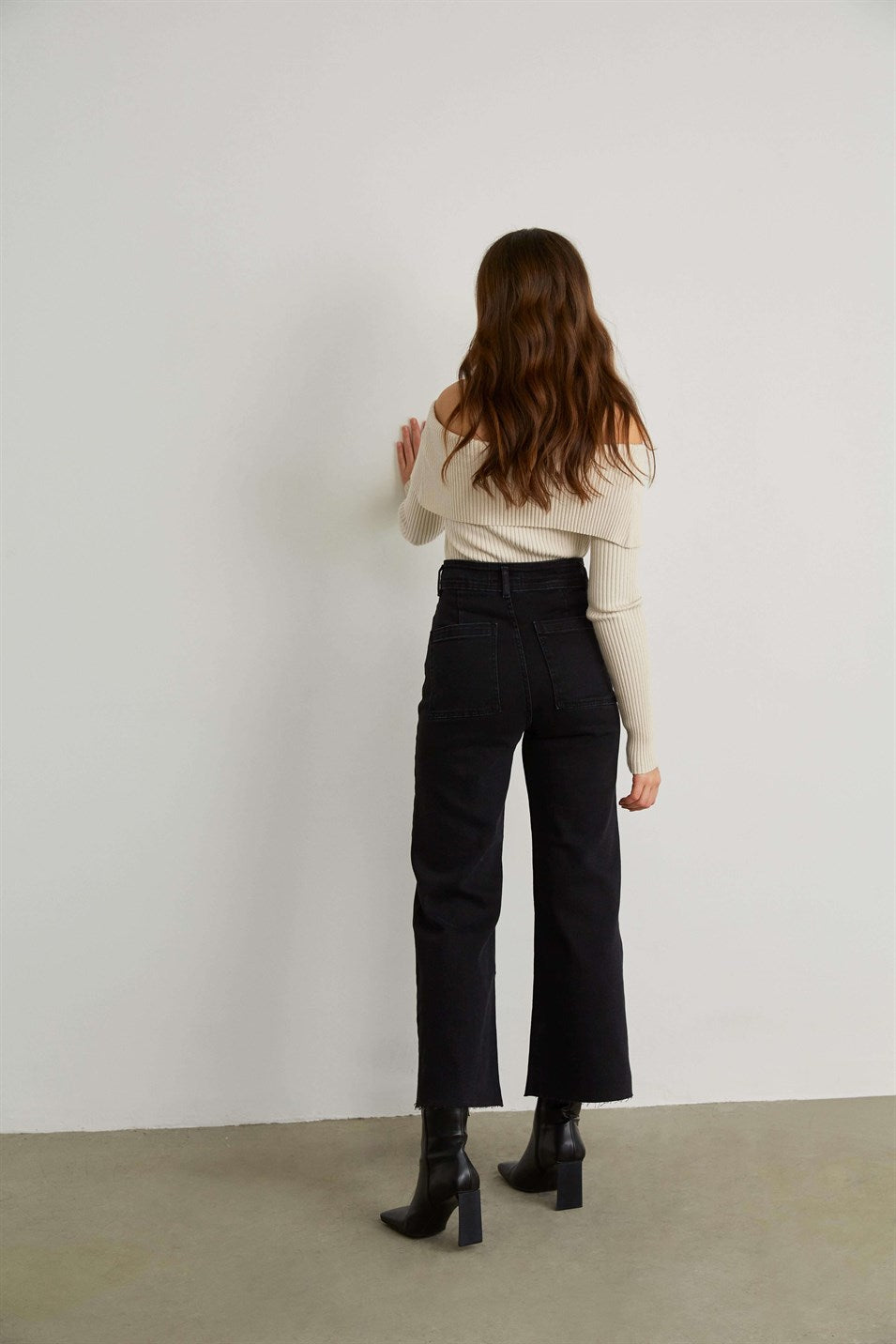 Wide Leg Jeans - Anthrazit