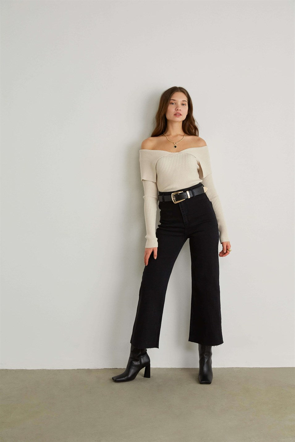 Wide Leg Jeans - Anthrazit