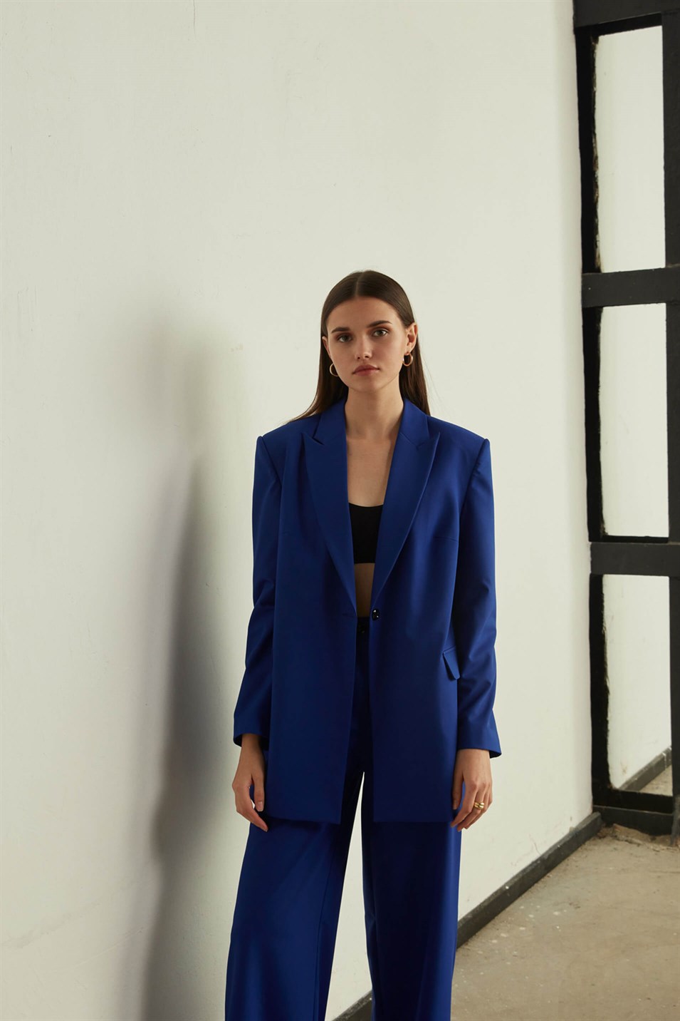 Oversize Blazer - Saks Blau