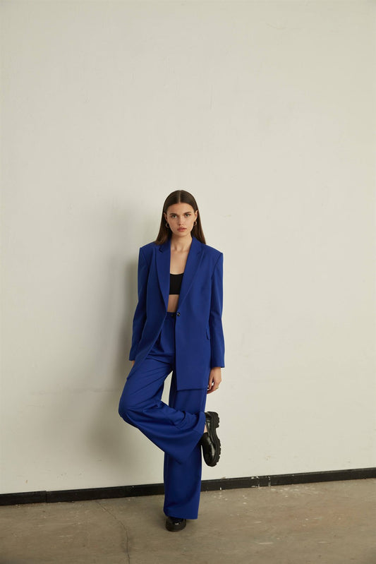 Oversize Blazer - Saks Blau